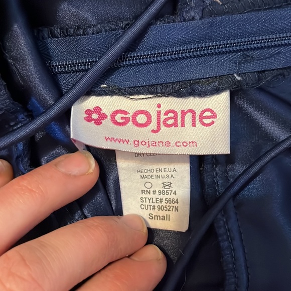 Gojane formal semi formal dress navy chiffon with satin details - Picture 2 of 3